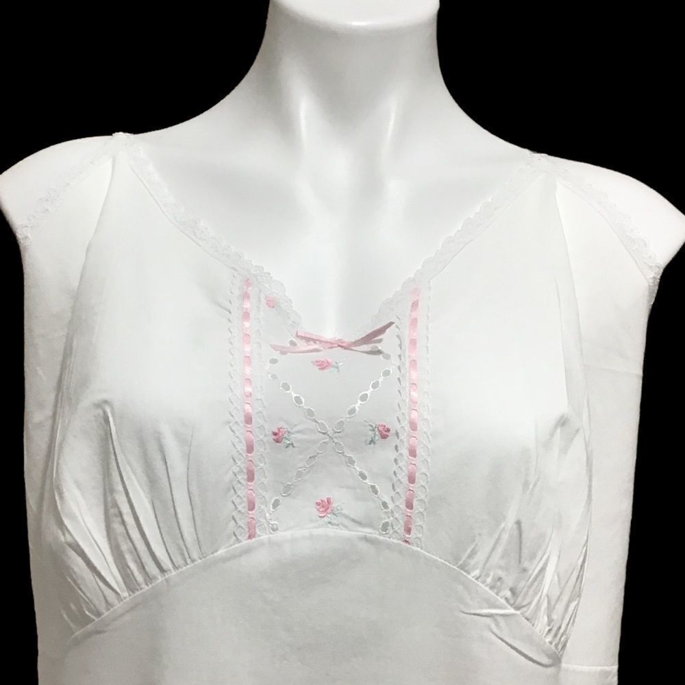Velrose Vintage Dress Slip White Prairie Style Slip Dress Lingerie USA Made